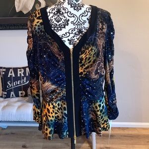 Joseph Ribkoff beaded ZIP Jacket SZ 16